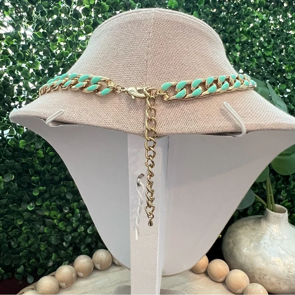 New Gold and Mint Green Chainlink Necklace | Reversible | Lobster Clasp | Chunky